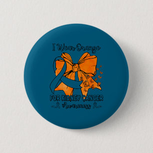 Butterfly bow wear orange for kidney cancer 6 cm round badge