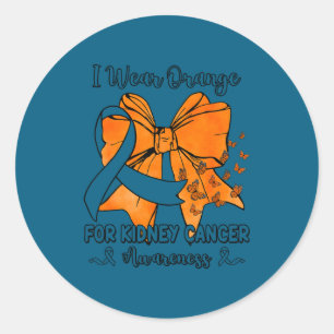 Butterfly bow wear orange for kidney cancer classic round sticker