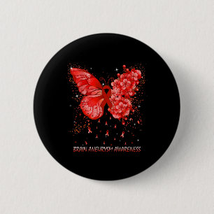 Butterfly Brain Aneurysm Awareness Ribbon  6 Cm Round Badge