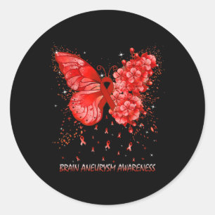 Butterfly Brain Aneurysm Awareness Ribbon  Classic Round Sticker