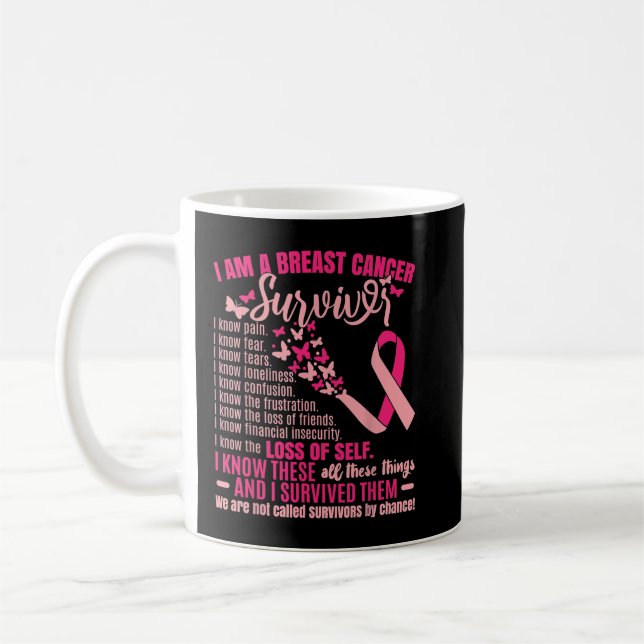 Butterfly Breast Cancer Survivor Awareness Coffee Mug (Left)