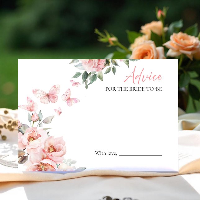 Butterfly Bridal Shower Advice for the Bride Card (Creator Uploaded)