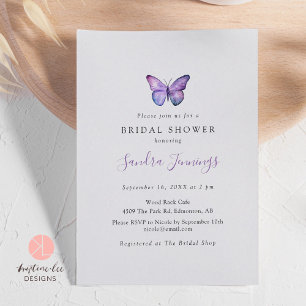 Butterfly Bridal Shower Elegant Minimalist Simple Invitation