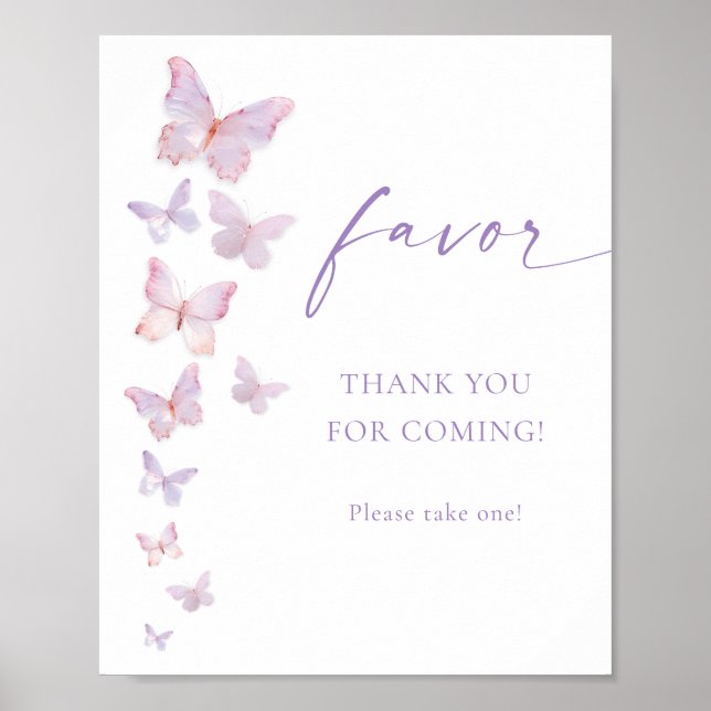 Butterfly Bridal Shower Favour Poster (Front)