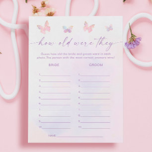 Butterfly Bridal Shower Guess Age Game Card