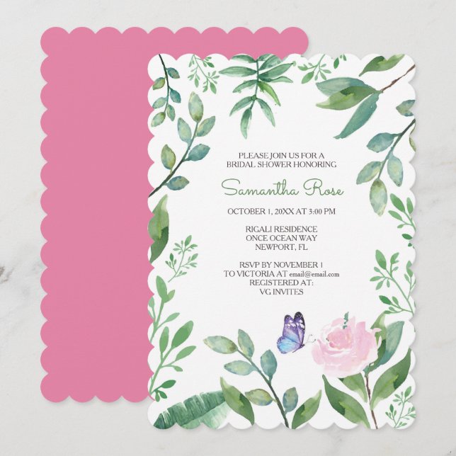 Butterfly Bridal Shower Invitations (Front/Back)