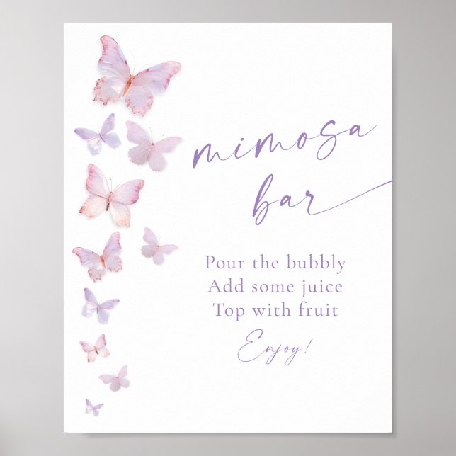 Butterfly Bridal Shower Mimosa Bar Poster (Front)