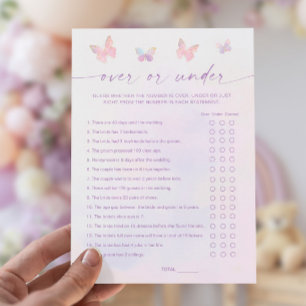 Butterfly Bridal Shower Over or Under Game Card