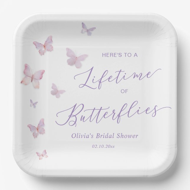 Butterfly Bridal Shower  Paper Plate (Front)