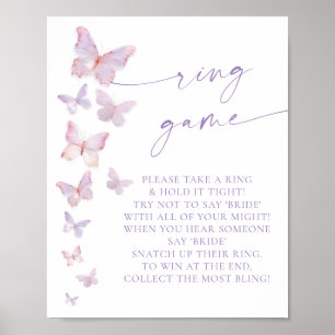 Butterfly Bridal Shower Ring game Poster