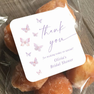 Butterfly Bridal Shower Thank You Favour Square Sticker