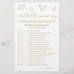 Butterfly Bridal Shower What Did Groom Say Game