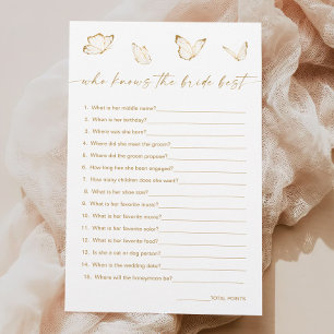 Butterfly Bridal Shower Who Knows Bride Best Game