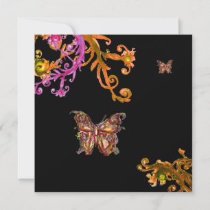 BUTTERFLY , bright pink yellow black Invitation