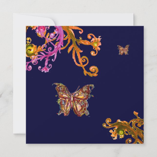 BUTTERFLY , bright pink yellow blue Invitation (Front)