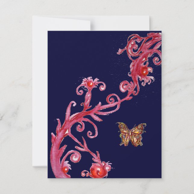 BUTTERFLY , bright red blue Invitation (Front)
