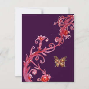 BUTTERFLY , bright red light orange Invitation