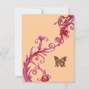 BUTTERFLY , bright red light orange Invitation