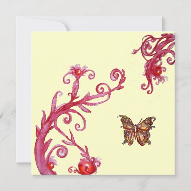 BUTTERFLY ,bright red white Invitation (Front)