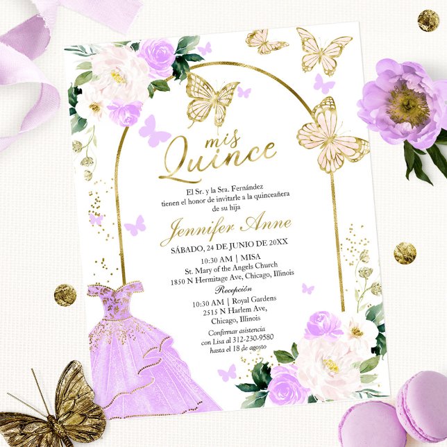 Butterfly Budget Spanish Quinceanera Invitations (Creator Uploaded)