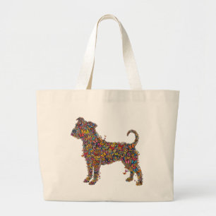 Butterfly Bully Silhouette Art Pitbull Dog Mama Large Tote Bag