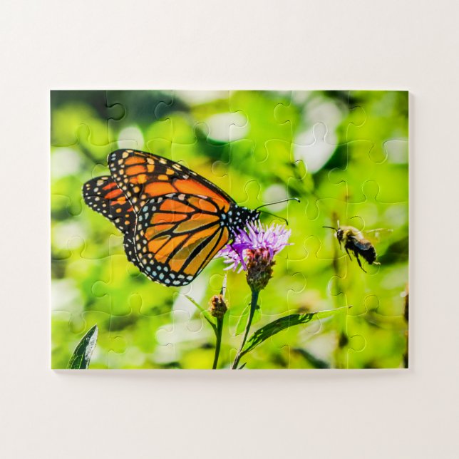 Butterfly Bumblebee & Flowers Oversized Jigsaw Puzzle (Horizontal)