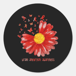 Butterfly Burgundy Ribbon Brain Aneurysm Awareness Classic Round Sticker