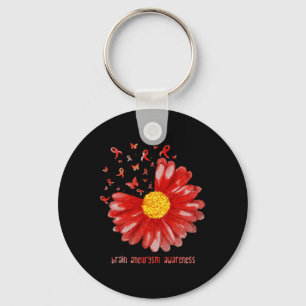 Butterfly Burgundy Ribbon Brain Aneurysm Awareness Key Ring