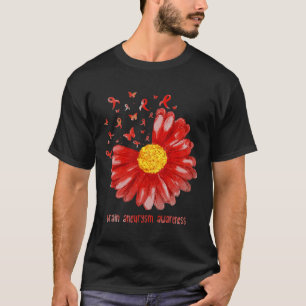 Butterfly Burgundy Ribbon Brain Aneurysm Awareness T-Shirt