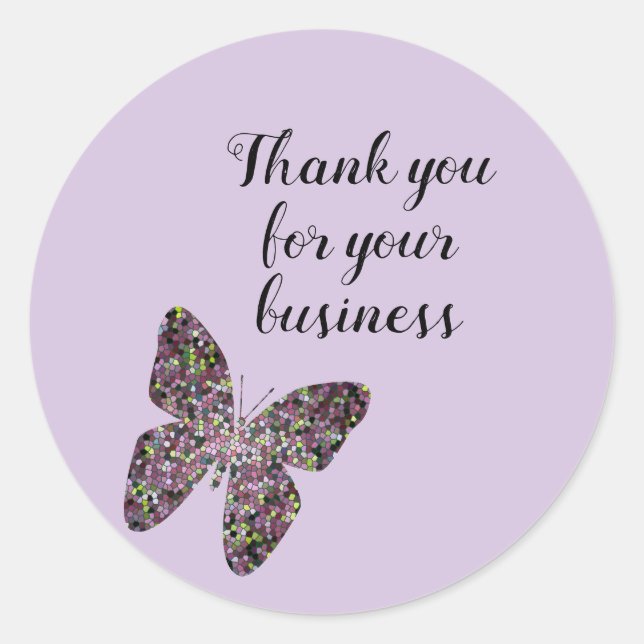 Butterfly Business Thank You Customer Invoice Classic Round Sticker (Front)