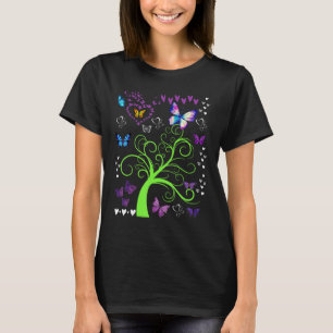 Butterfly Butterflies Circle The Trees Fun Three T-Shirt