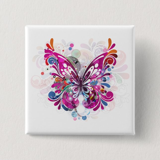 Butterfly ~ Butterflies Customise Template 15 Cm Square Badge (Front)