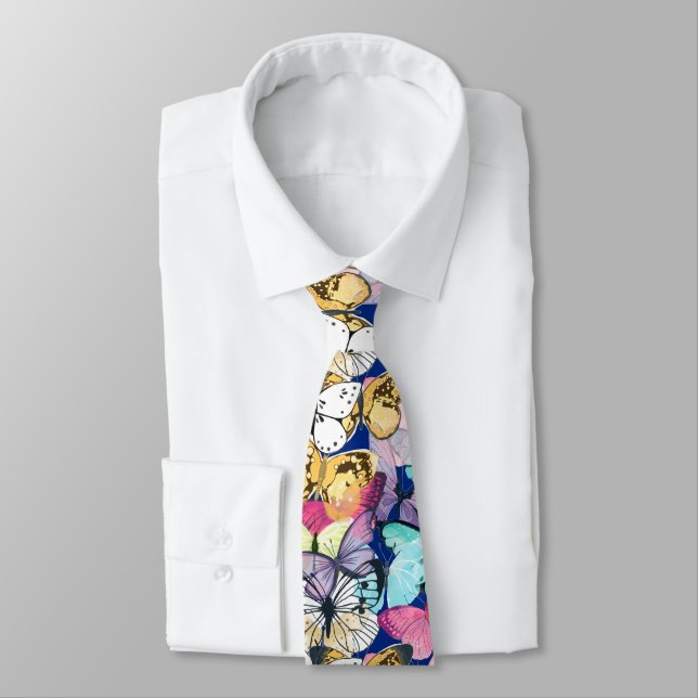 Butterfly Butterflies Pattern Tie (Tied)