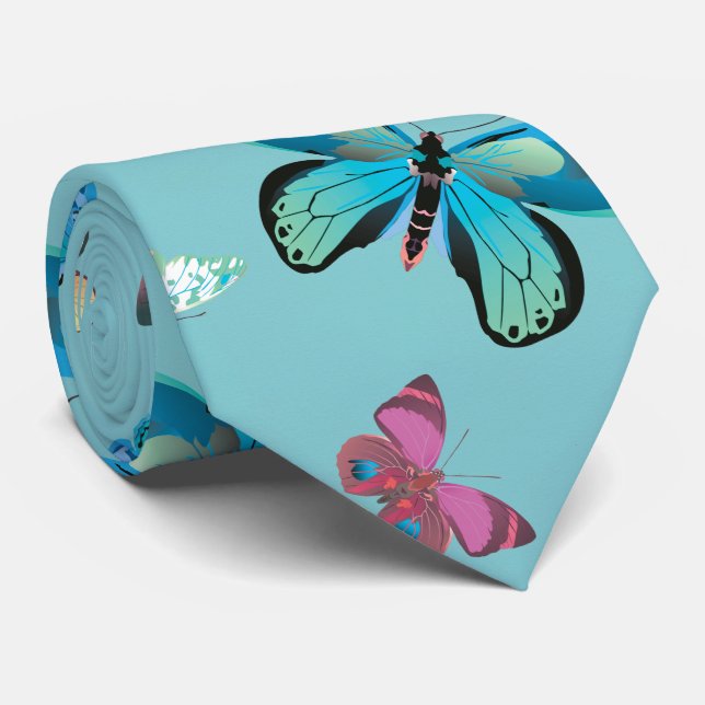 Butterfly Butterflies Pattern Tie (Rolled)