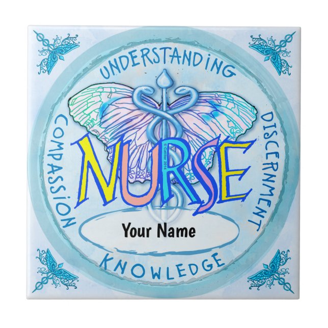 Butterfly caduceus nurse  ceramic tile (Front)