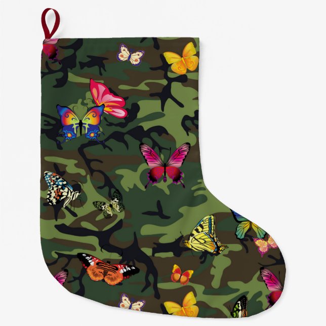 butterfly camouflage xmas christmas stocking (Front)