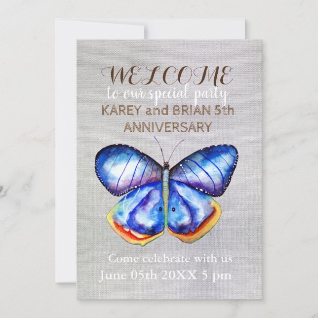 Butterfly Canvas Photo Invitation (Front)