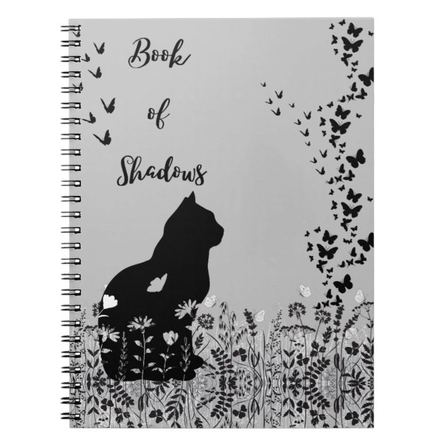 Butterfly Cat Book of Shadows Spiral Notebook (Front)