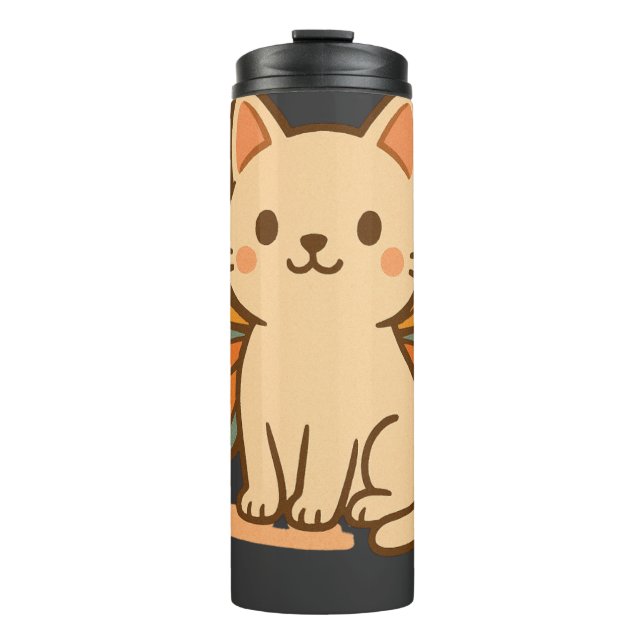 Butterfly Cat – Cute Pastel Kawaii Animal Thermal Tumbler (Front)
