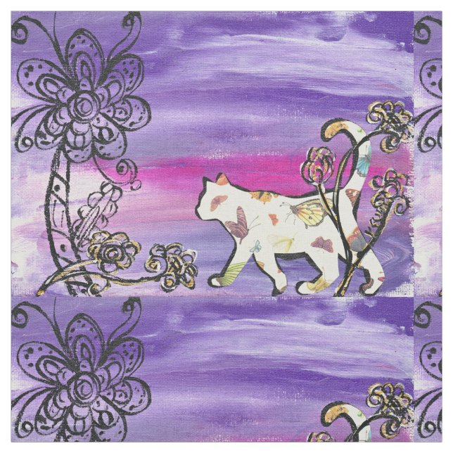 Butterfly Cat Fabric (Swatch)