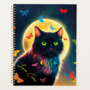 Butterfly cat glowing insect starry night animal planner