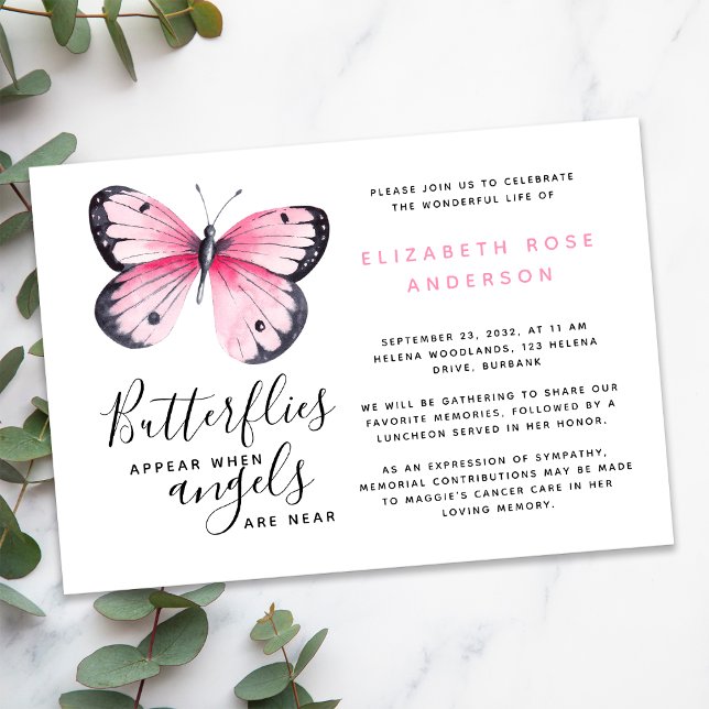Butterfly Celebration of Life Memorial Service Invitation (Creator Uploaded)