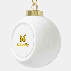 Butterfly Ceramic Ball Christmas Ornament