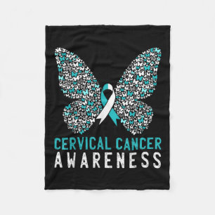 Butterfly Cervical Cancer Awareness Month White Te Fleece Blanket