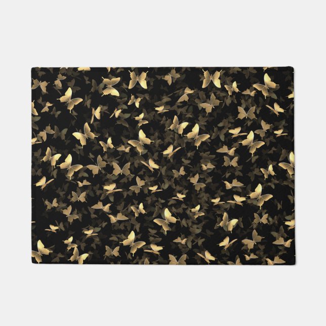Butterfly Chaos black and gold Doormat (Front)