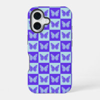 Butterfly Chequered Pattern in Blue and Purple