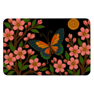 Butterfly Cherry Blossom Moon Magnet