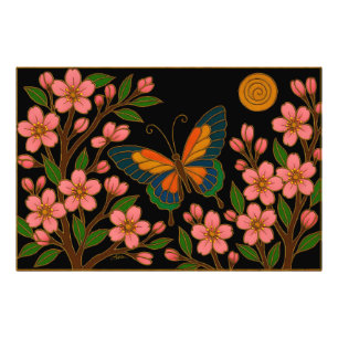 Butterfly Cherry Blossom Moon Photo Print