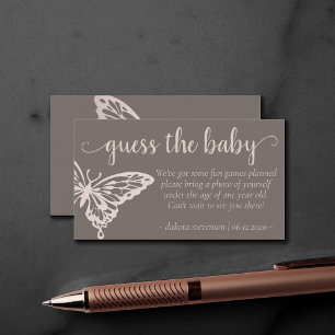 Butterfly Chic Shower Blush Taupe Guess the Baby Enclosure Card