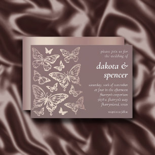 Butterfly Chic Wedding   Blush Rose Gold Metallic Invitation